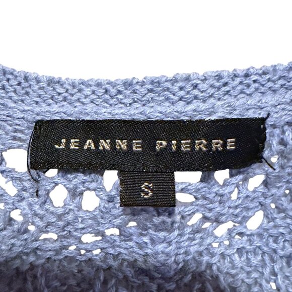 Y2K Jeanne Pierre Sweater S Open Knit Crochet Flare Cuffs Ruffle Hem Fairy - Picture 6 of 7